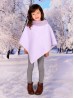 Kids Soft Faux Fur Poncho W/  Tile Pattern and Faux Fur Neckline (3-7 Years Old) 